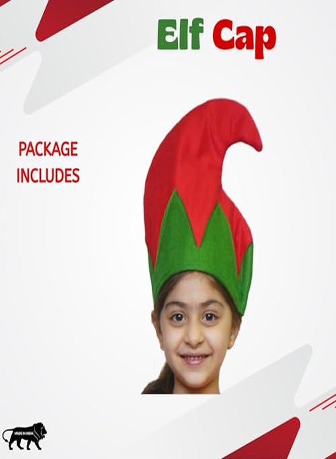 كاكو فانسي دريسيس قبعة قزم من كاكو للأطفال - إكسسوار تنكري لعيد الميلاد | قبعة سانتا ناعمة باللونين الأخضر والأحمر للحفلات واحتفالات عيد الميلاد - Image 4